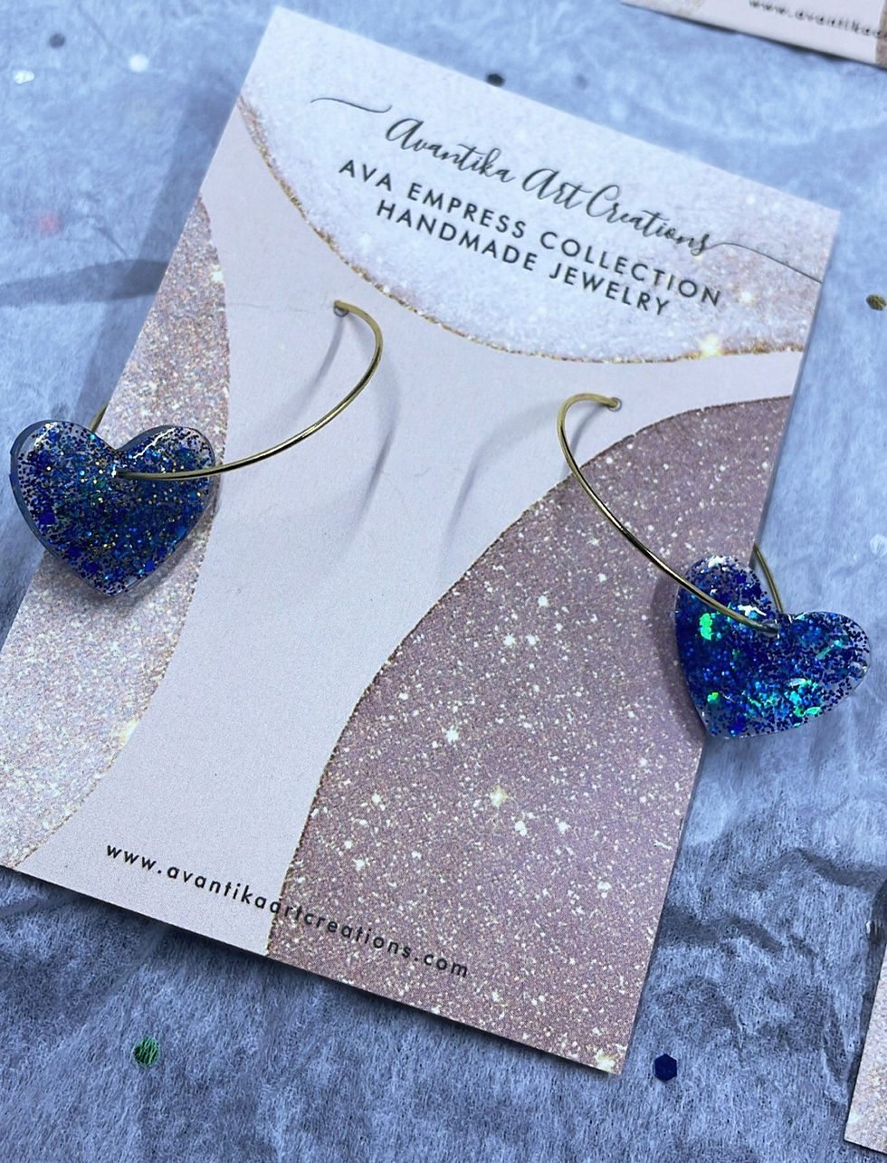 Thumbnail: Blue Sparkle heart with hoop
