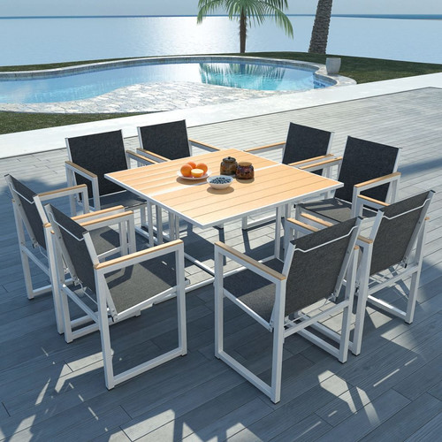 Large Aluminium Garden Table and 8 Chairs Set Outdoors Dinning | Your