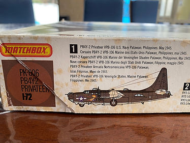 Matchbox 1/72 scale model of a PB4Y-2 Privateer. Box art showing the version built.