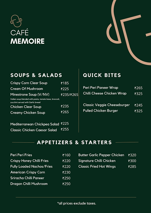Menu | Café Memoire