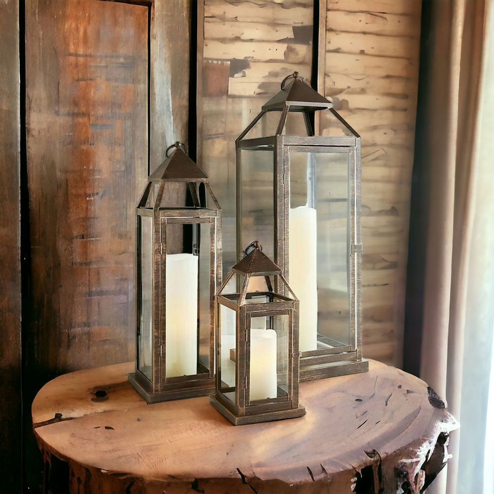 rustic copper finish candle lanters