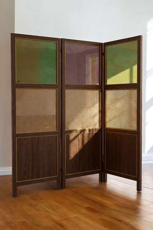 Mid-Century Wooden Room Divider | 3 Panel Foldable Partition