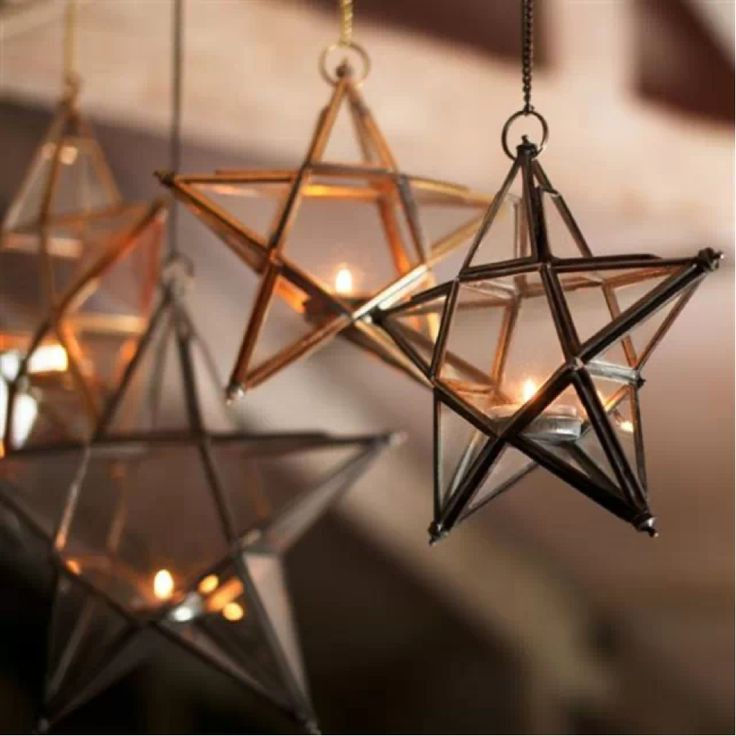 clear glass hanging star tealights
