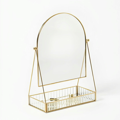 Arch Gold Vanity Mirror with Storage Tray Decorrizz India