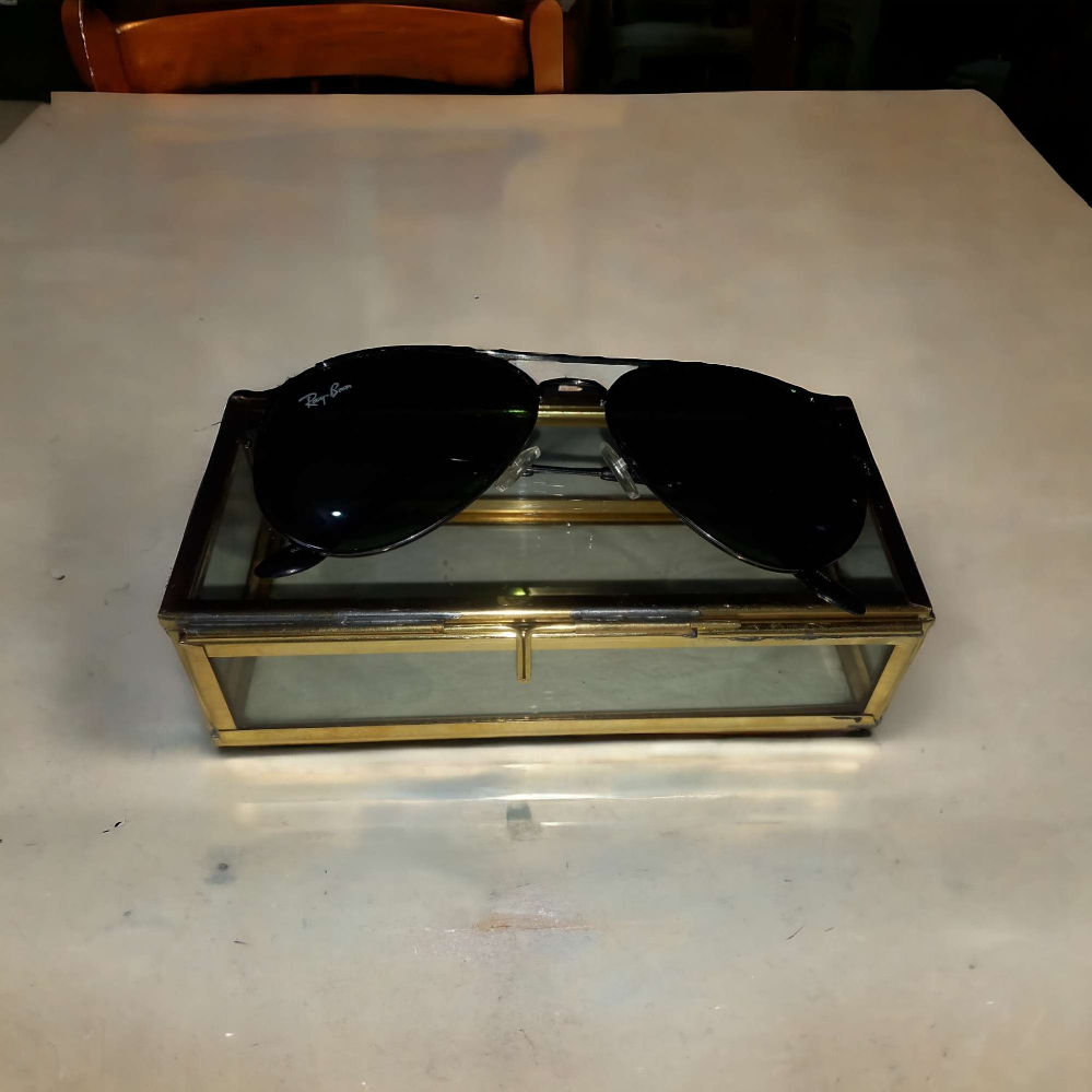 Transparent Eyeglass Holder Box with Luxurious Golden Brass Accent