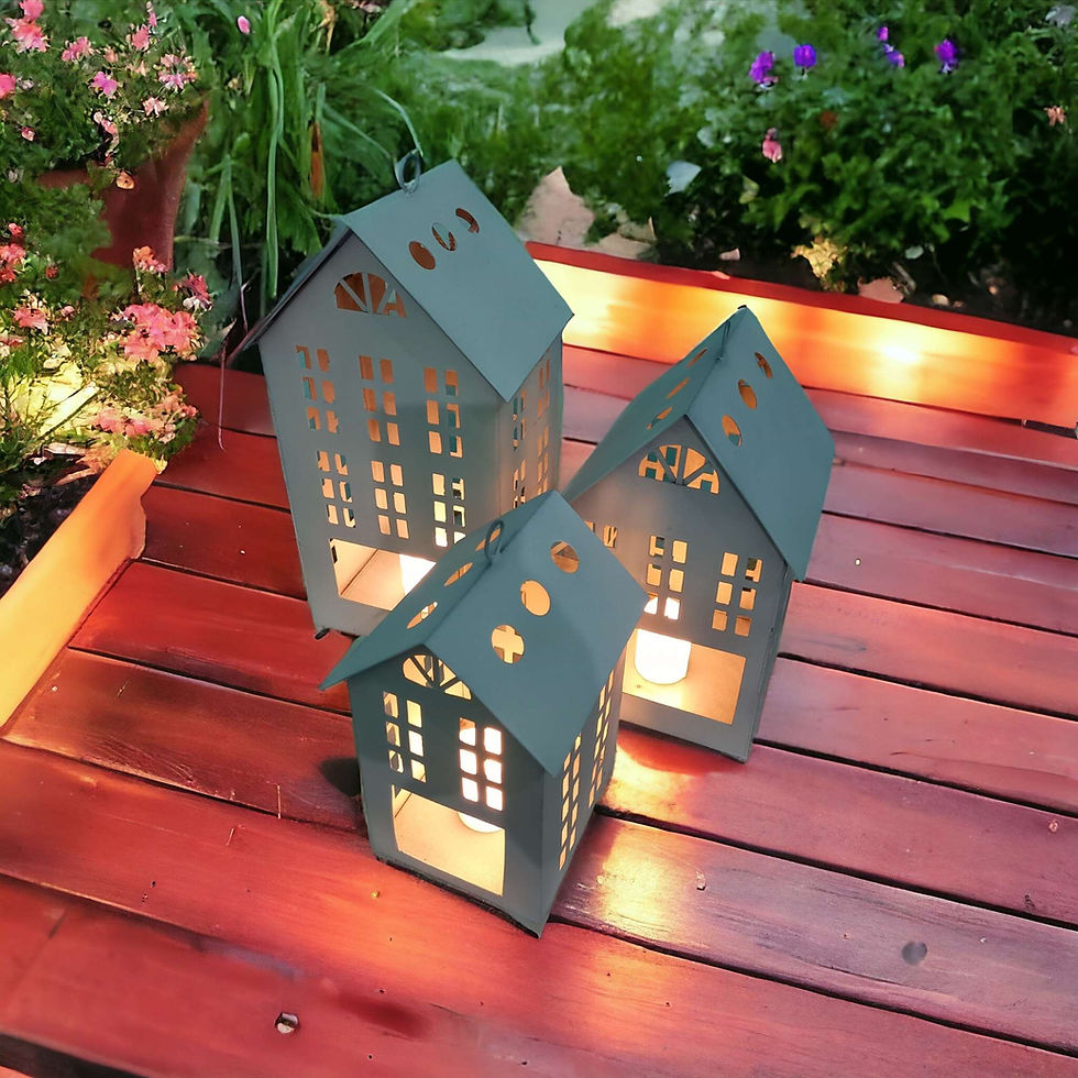 Decorative Metal Hut Led Candle Lamps Set of 3