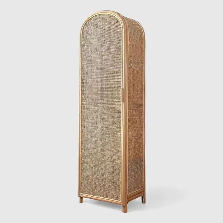 Eco-Friendly Cane Arch Shaped Wardrobe with Rattan Mesh