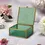 Thumbnail: Frosted Green Glass Jewelry Box with Brass Frame – Luxury Storage