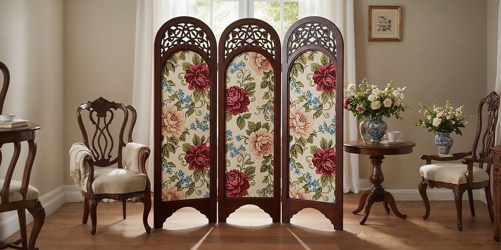 handcrafted artisanal room divider with floral motifs