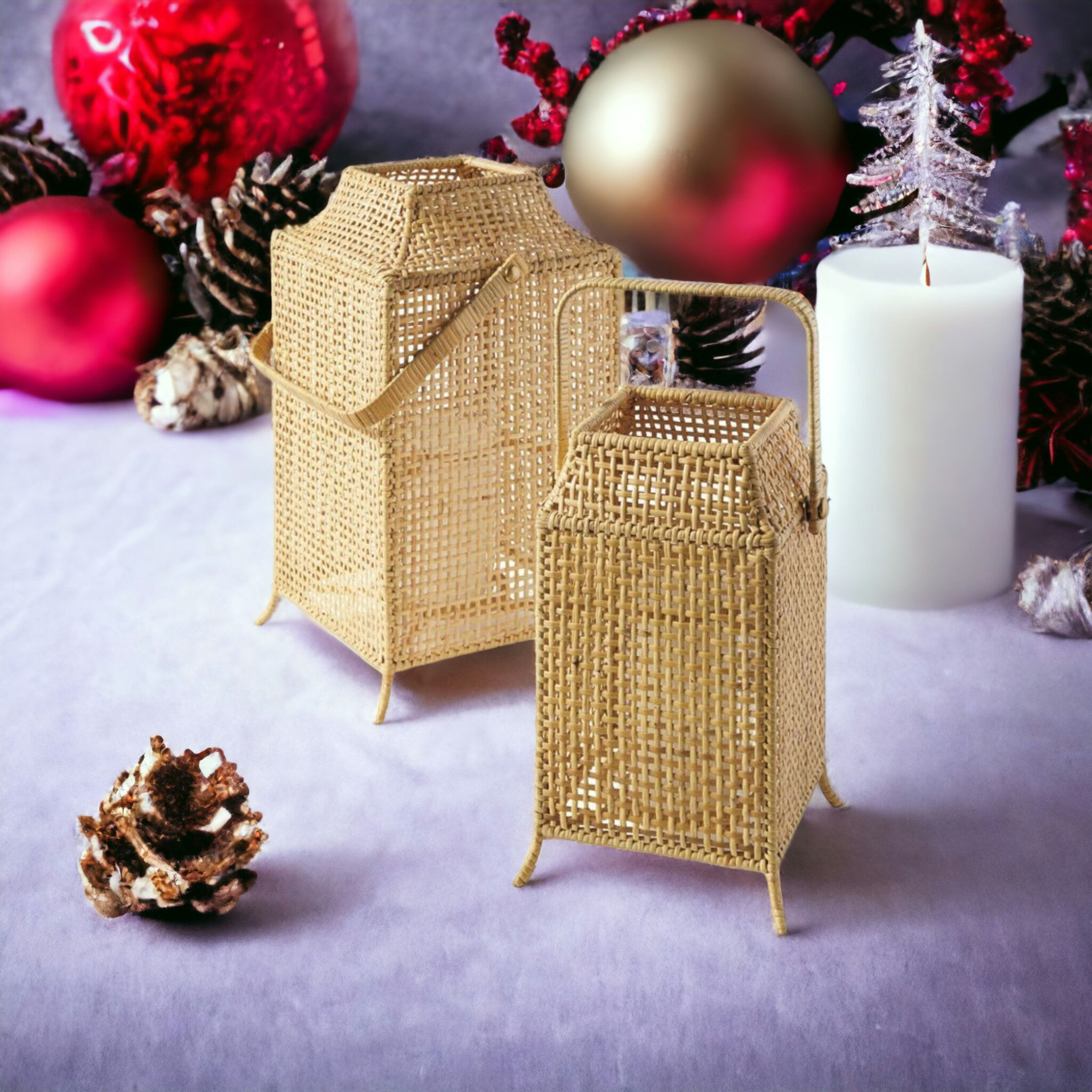 woven rattan tabletop lampshades