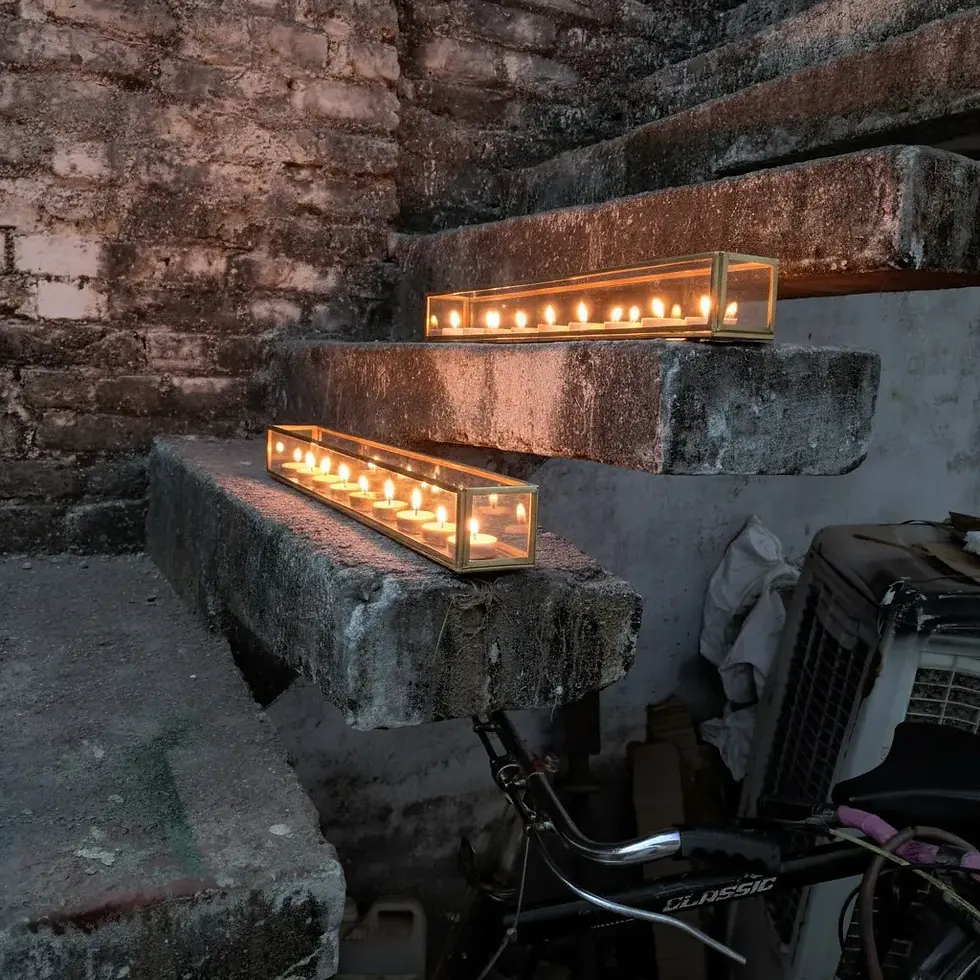 Thumbnail: Long Rectangular Tealight Holder with Tealights