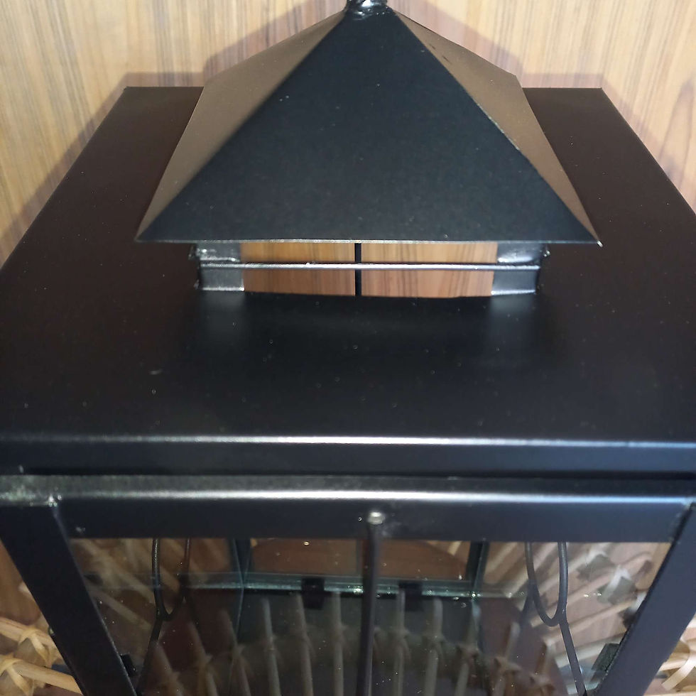 Thumbnail: Handcrafted Black Metal Floor Lanterns with Clear Glass Panels - Set of 2