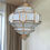 Thumbnail: Frosted Glass Geometric Moroccan Pendant Lampshade with Golden Finish Metal