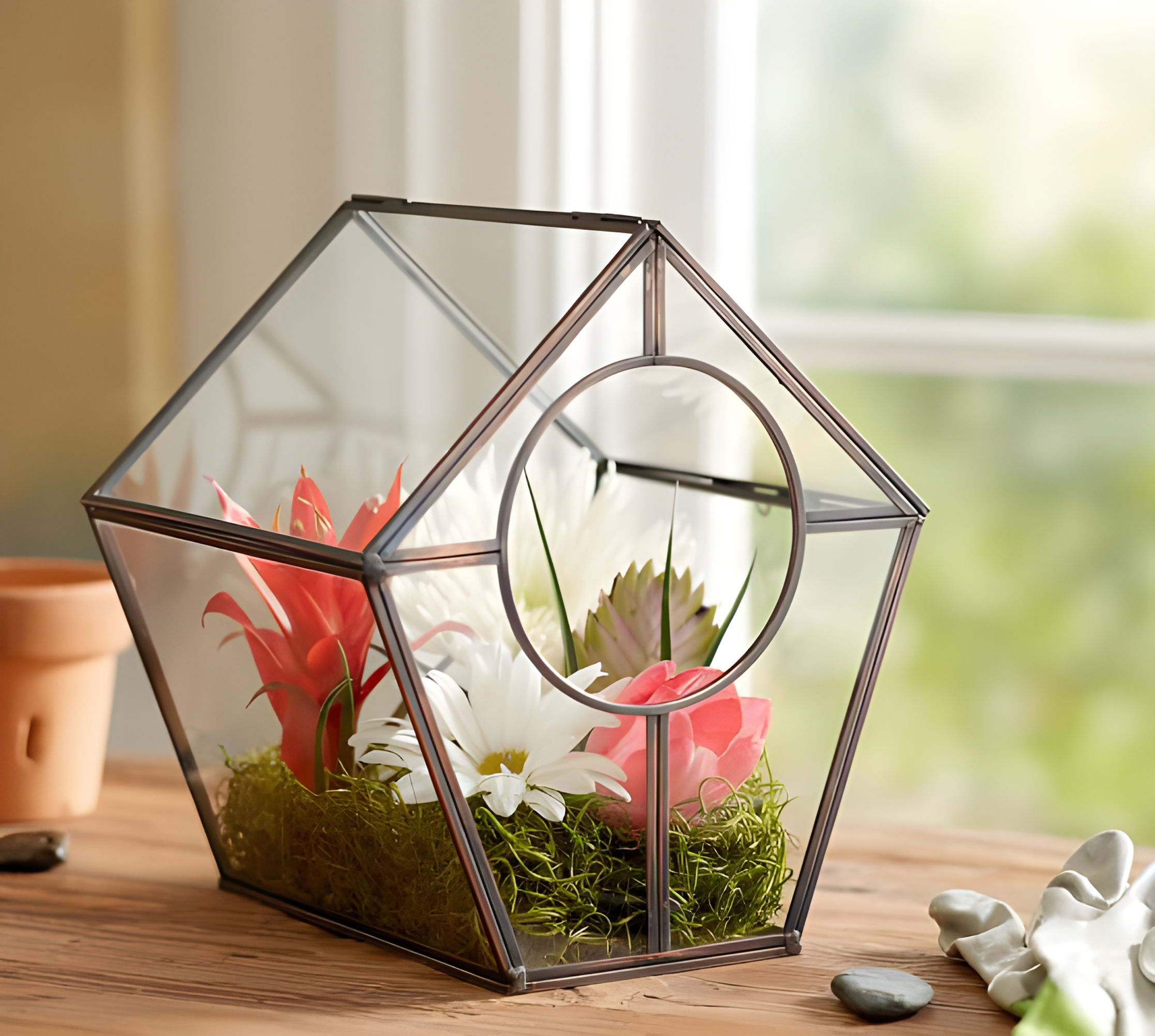 geometric hut terrarium planter