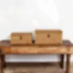 Decorative Woven Rattan Organizer Boxes Set of 2