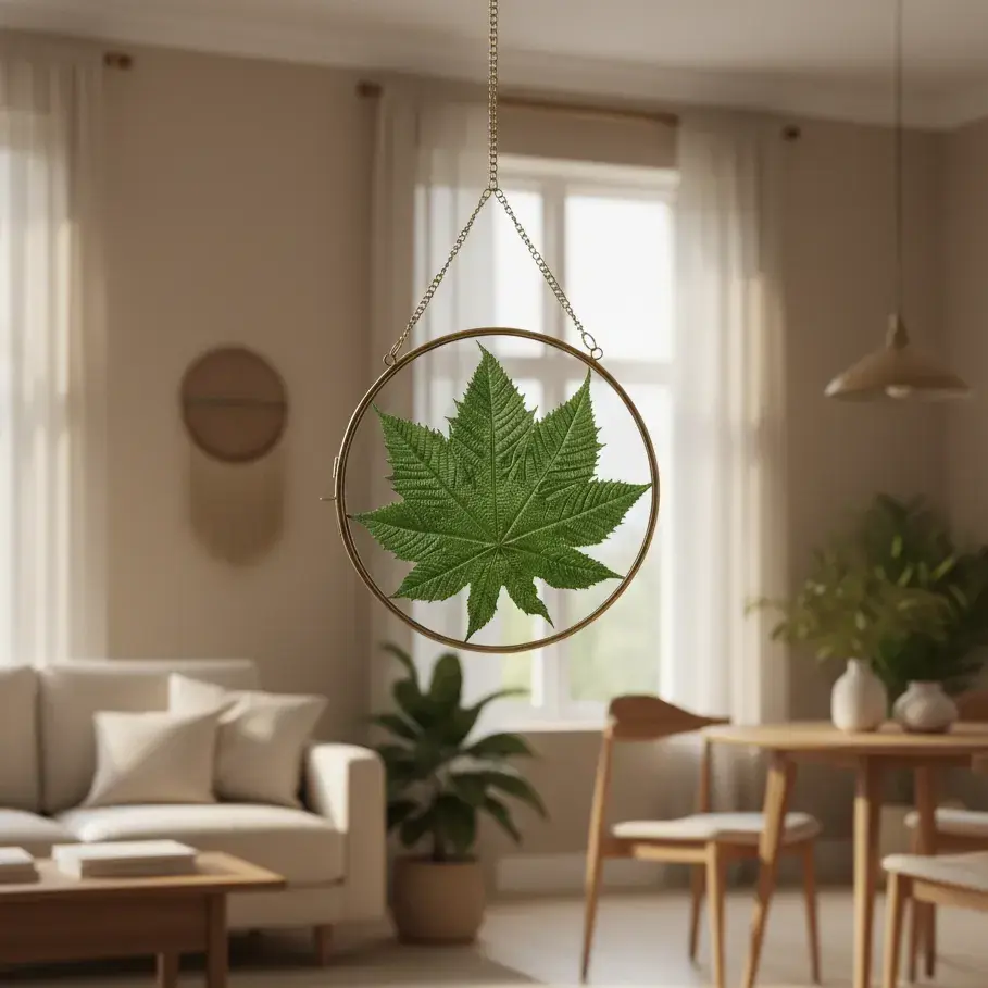 Thumbnail: Round Brass Floating Frame for Pressed Leaf Art