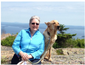 author with her service dog