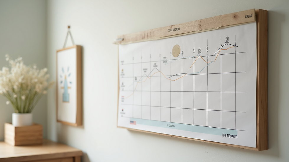 Close-up view of a child’s developmental milestone chart on a wall
