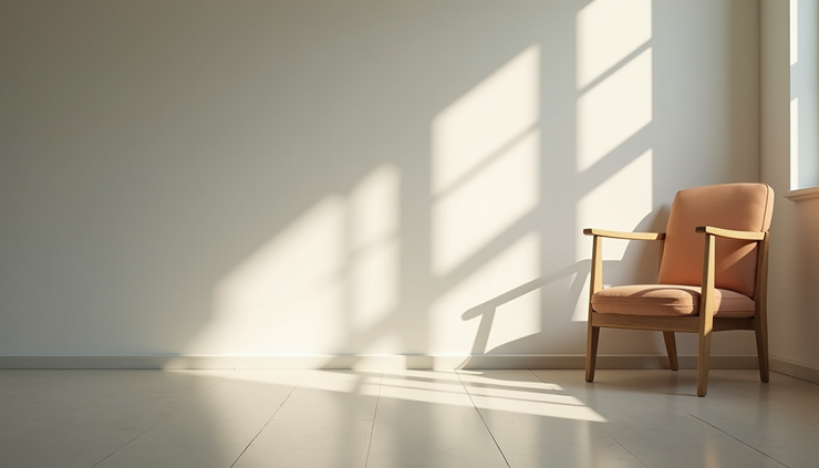 Eye-level view of a quiet room with a single chair and soft natural light