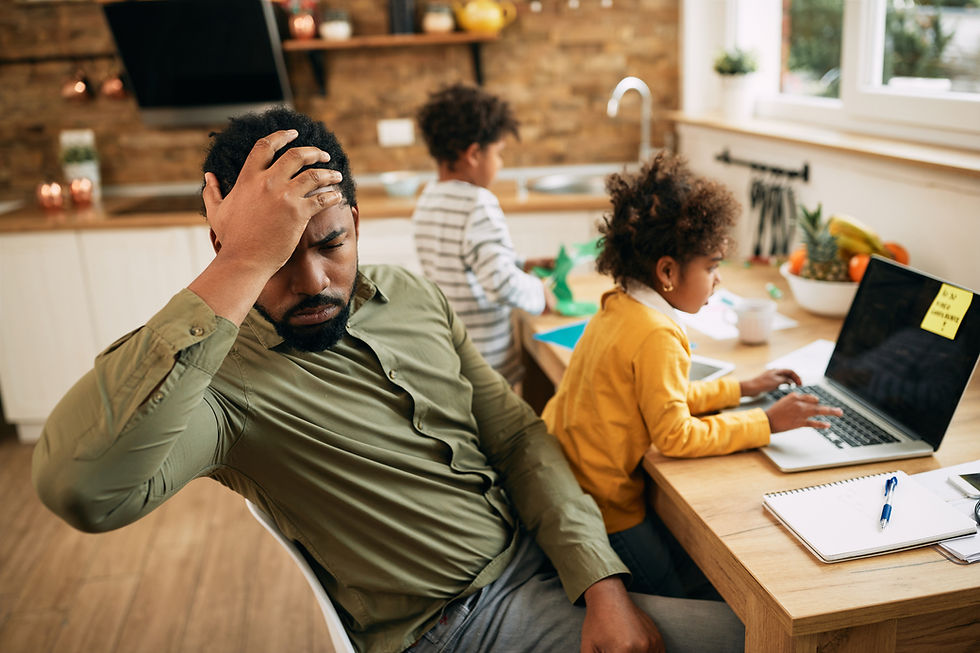 A father experiencing signs of parental burnout
