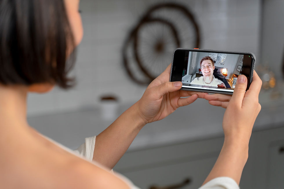FIFO couple staying connected through video call