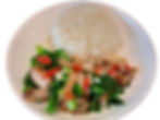 ข้าวราดผัดผักคะน้าหมูกรอบ