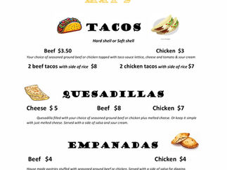 BAR MENU : CINCO DE MAYO NIGHT