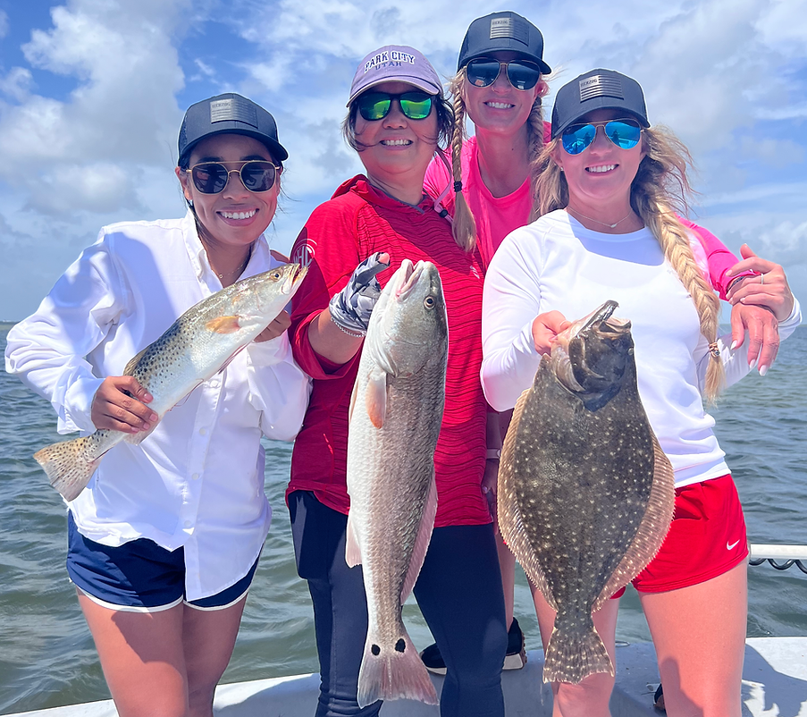 Girls Trip on the Texas Coast — Big Trout, Redfish & Flounder, Texas Slam!