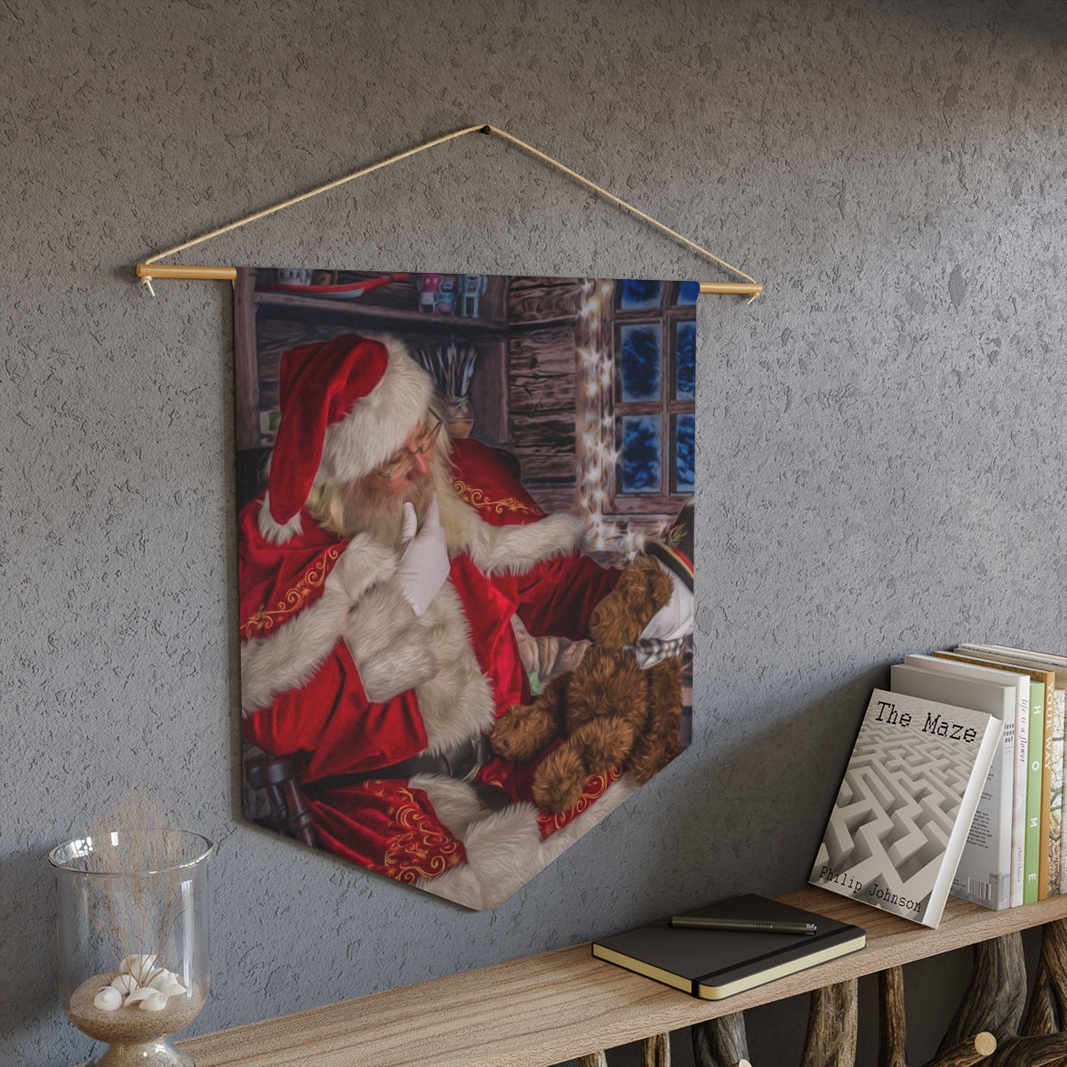 Wall/Door Hanging - "Santa & Teddy"