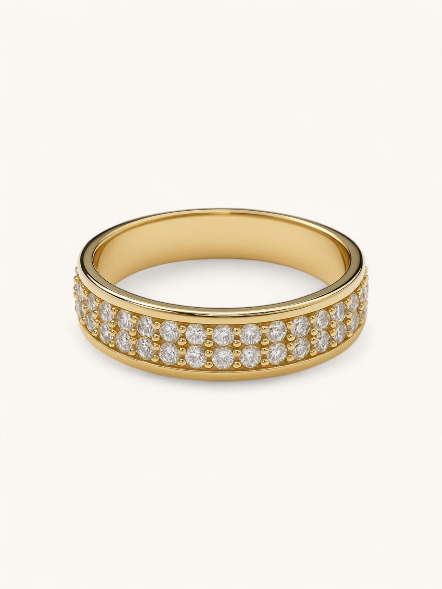 Classic 2 Rows Pavé Eternity Band 14k Gold
