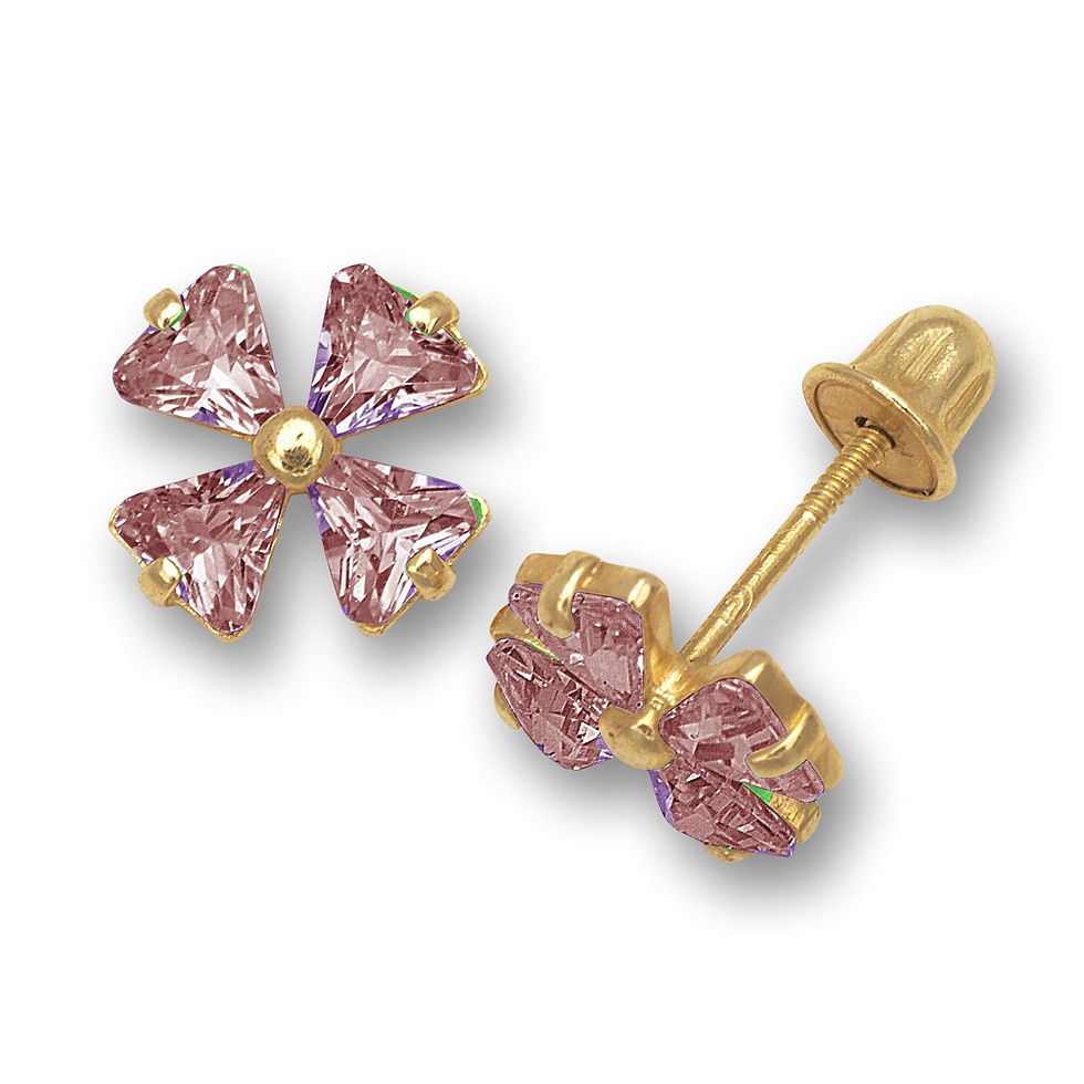 Miniatura: Birthstone Pinwheel Flower Stud Earrings, Cubic Zirconia, Screw Backs