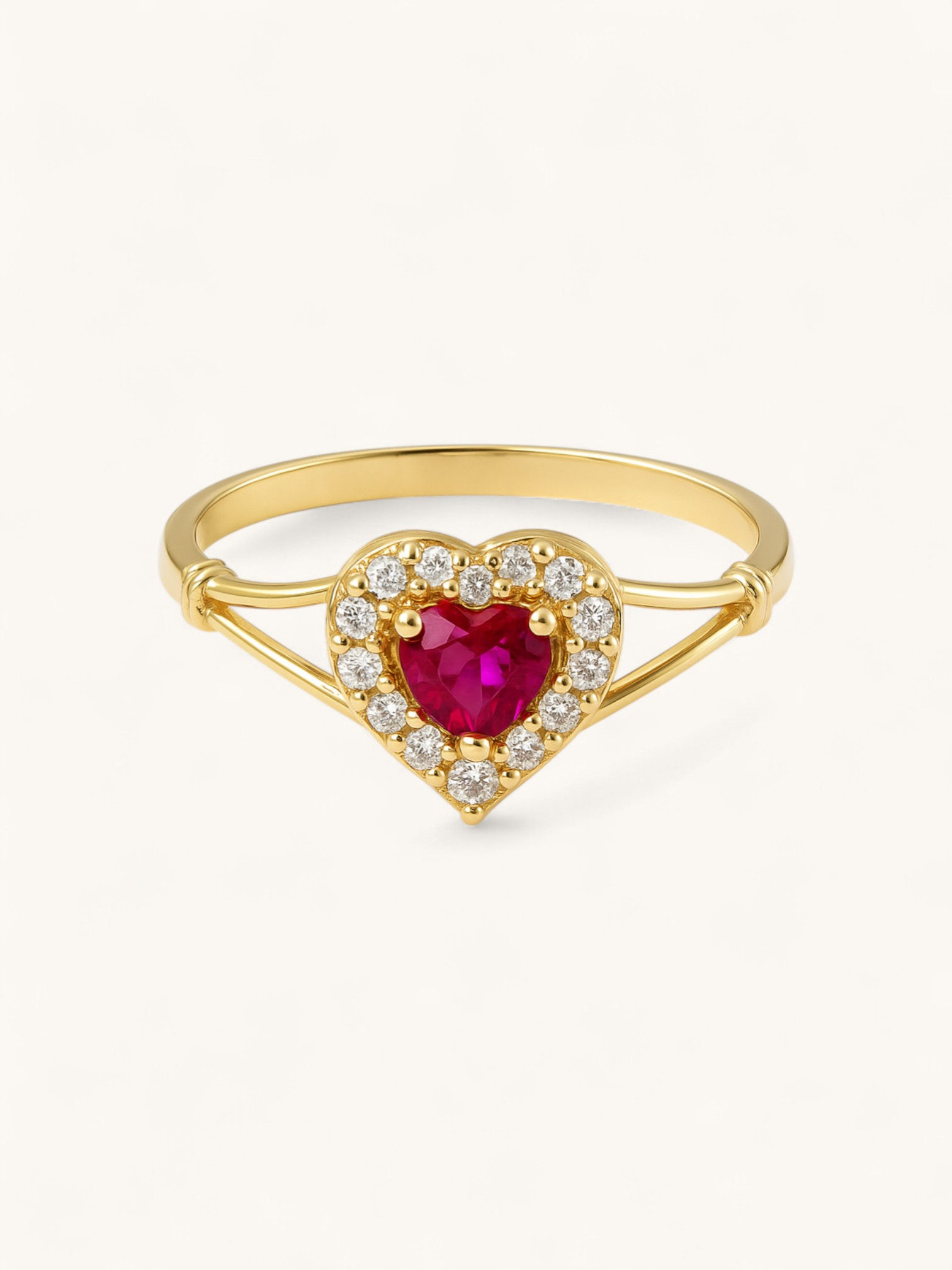 Scarlet Love Halo Ring 14k Gold