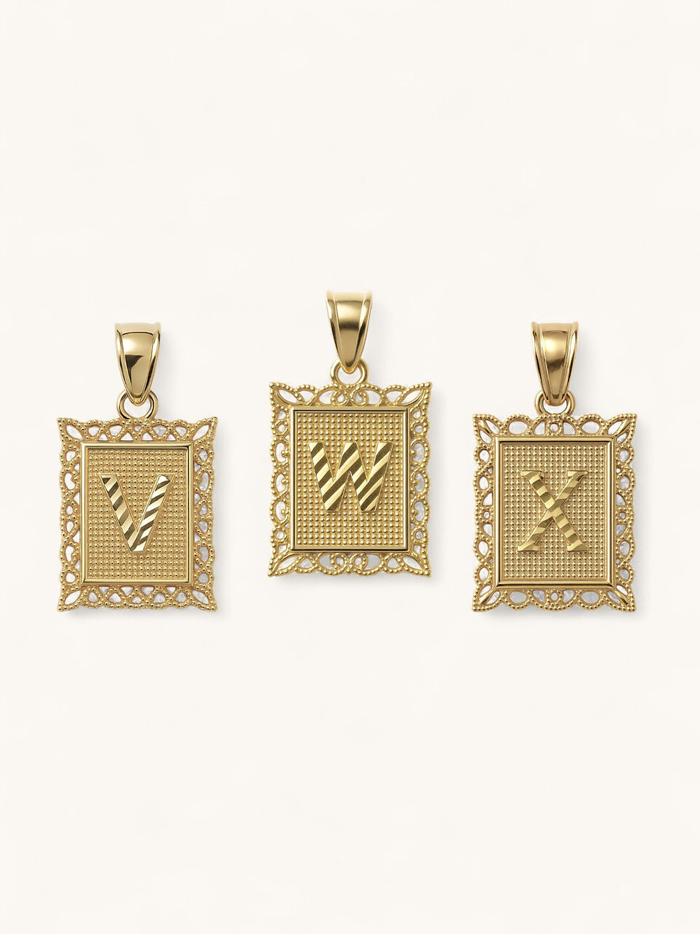 Miniatura: Custom Square framed Initial Pendants 14k Gold