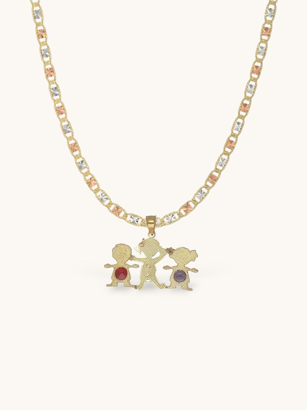 Miniatura: Valentino Necklace & Mother With Son and Daughter Pendant  Tri-Color (14k Gold)