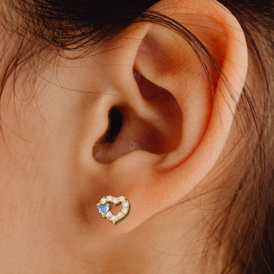 Miniatura: Double Heart Stud Earring, Screw back, Color Options