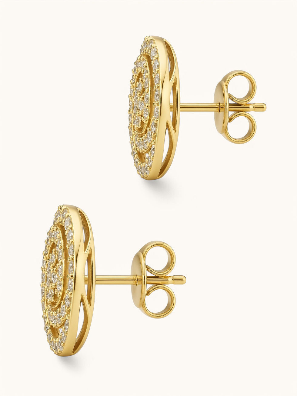 Miniatura: Swirl Knot Stud Earrings with CZ Stones 14k Gold