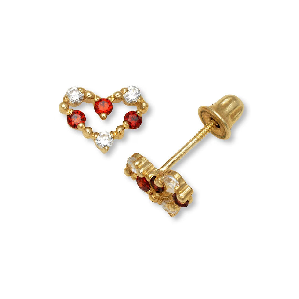 Miniatura: 14k Gold Heart-Shaped Screw-back Earring with Cubic Zirconia