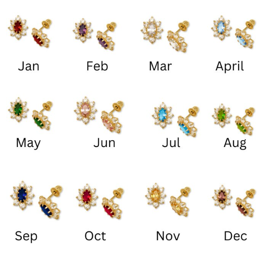 Miniatura: Princess Diana Inspired 14k Gold Stud Earring, Screw Back, Multi Color