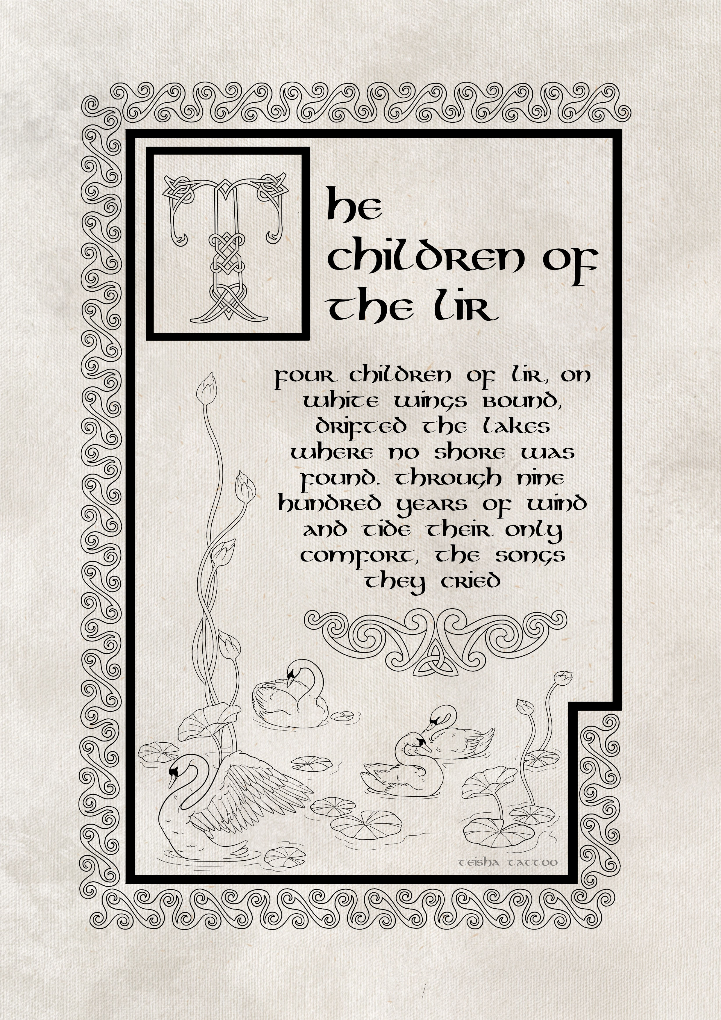 Children Of The Lir Lore Print - Teisha Tattoo