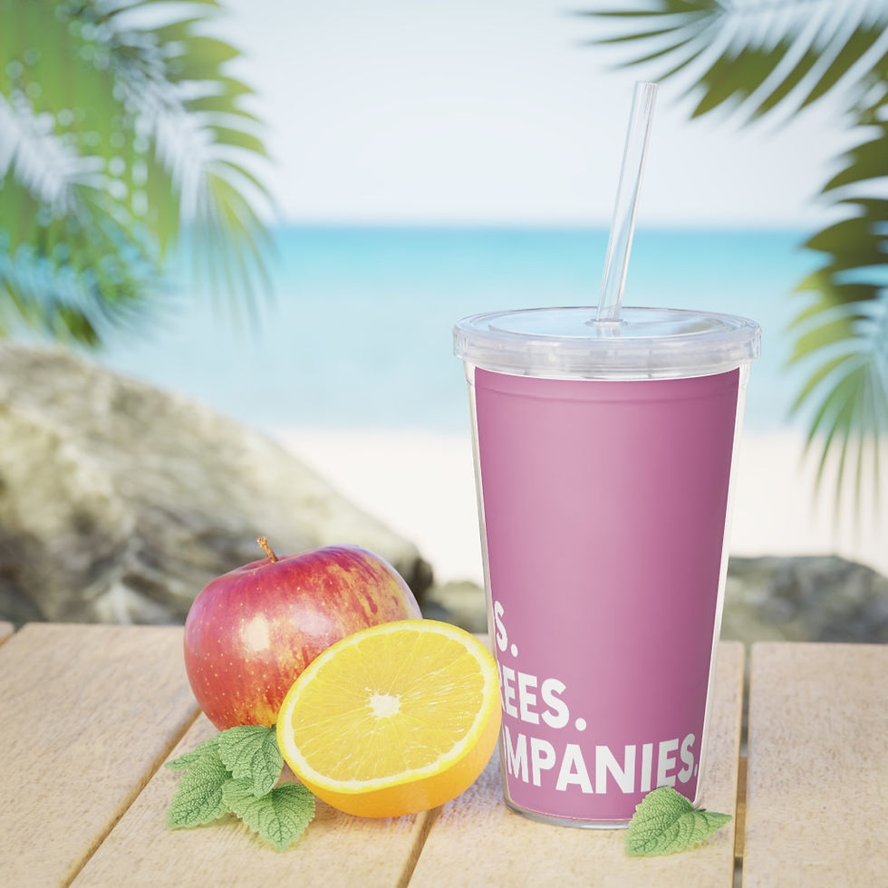 Thumbnail: Deeds, Degrees & Companies Tumbler + Straw [Pink]
