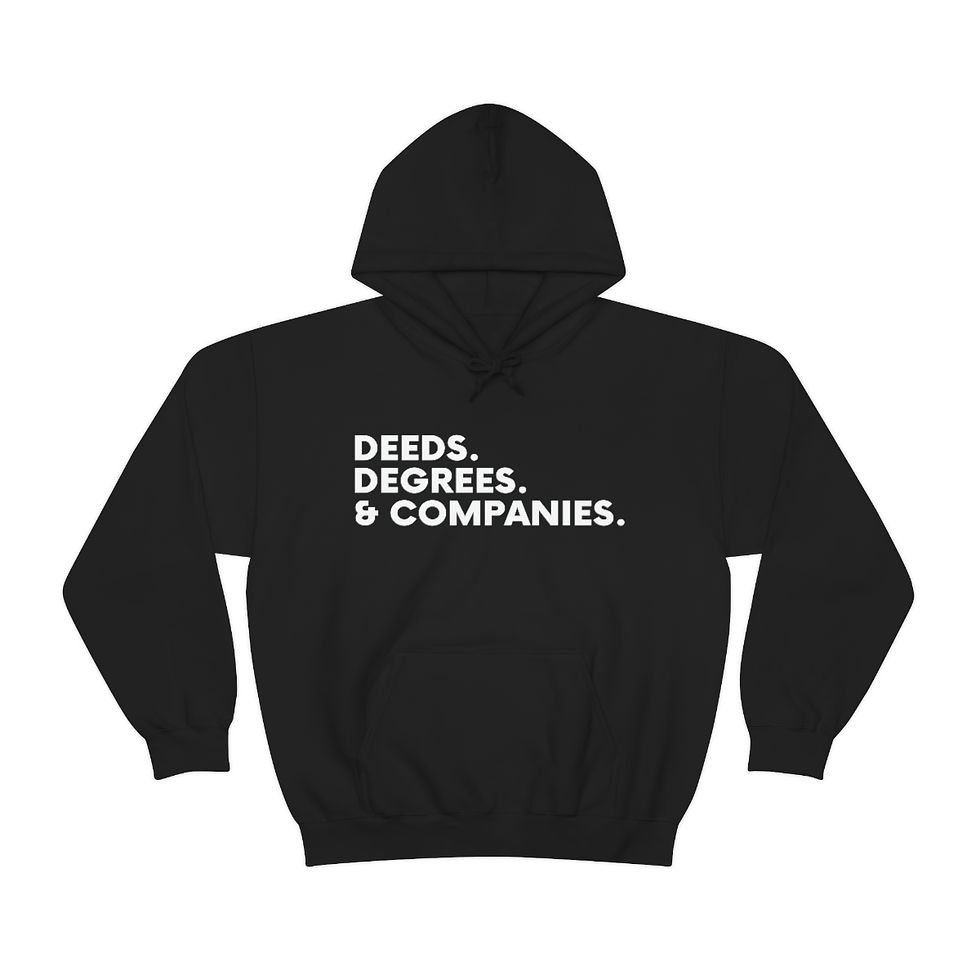 Thumbnail: Deeds, Degrees & Companies Hoodie [Black & White]