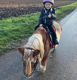 Meisje op pony buitenritje