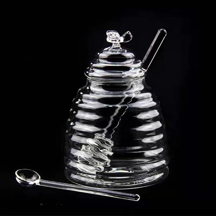 Thumbnail: 8.5 Oz Glass Honey Bee Hive Jar