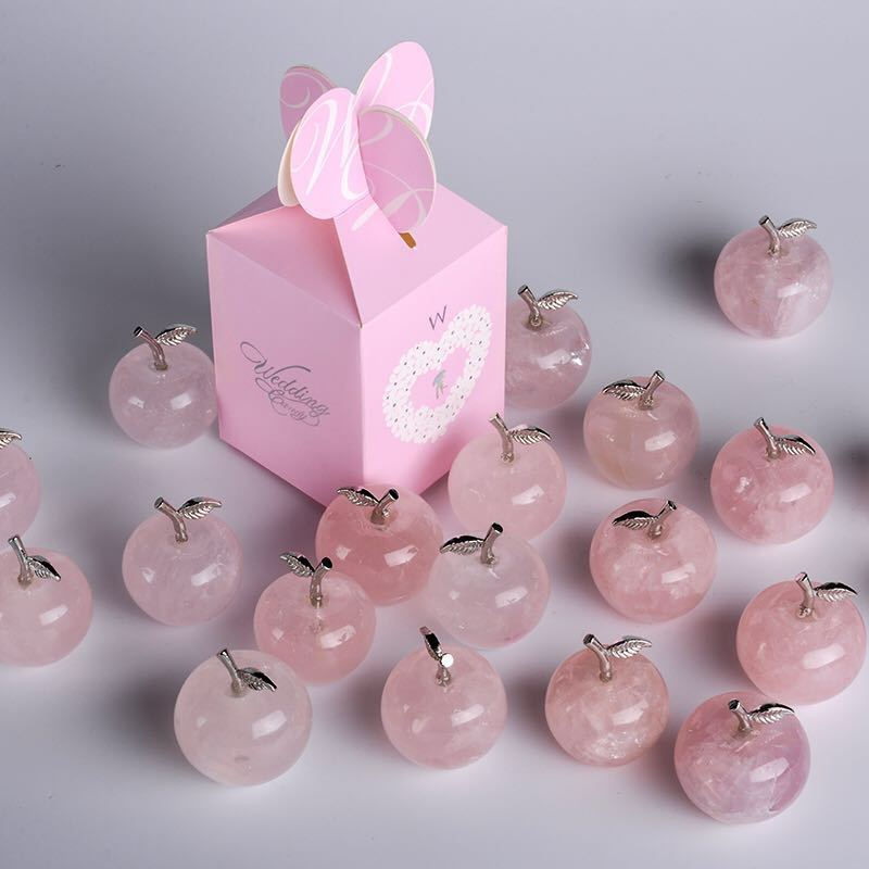 Thumbnail: Rose Quartz Apple Hand Carved Crystal