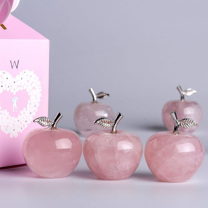 Thumbnail: Rose Quartz Apple Hand Carved Crystal