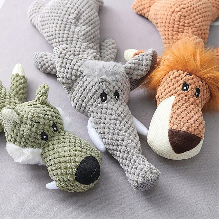 Thumbnail: Large Dog Toy Bite-Resistant Sound Plush Toy Lion Wolf Elephant Cartoon Pet Toy 