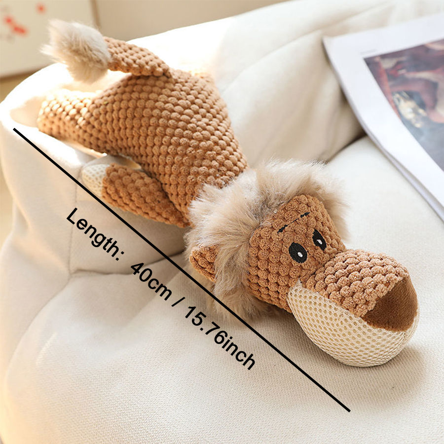 Thumbnail: Large Dog Toy Bite-Resistant Sound Plush Toy Lion Wolf Elephant Cartoon Pet Toy 