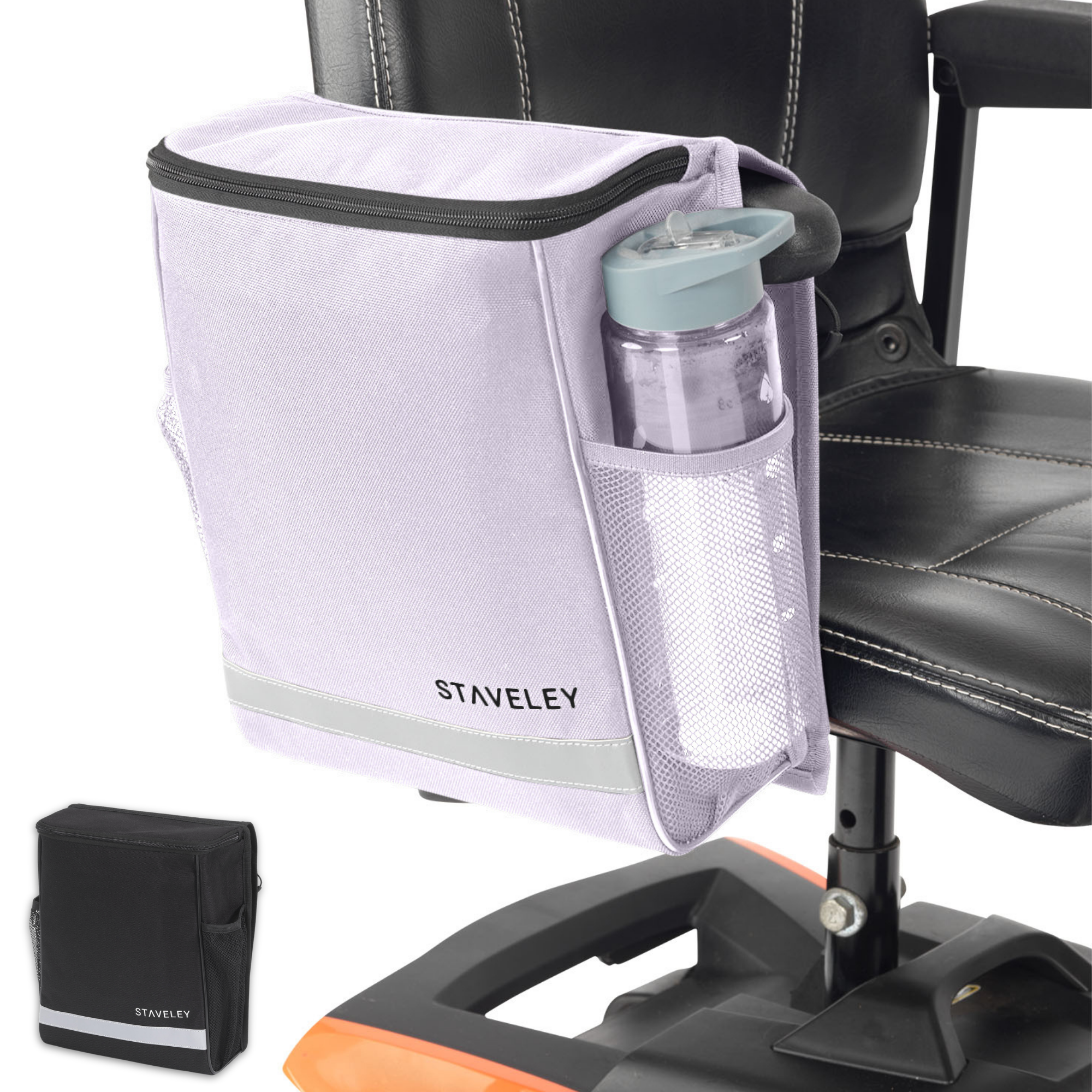 Staveley Mobility Scooter Side Bag – Armrest Storage Bag with Drinks Holders