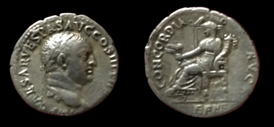 Vespasian AR Denarius 71 CE (Group 6)