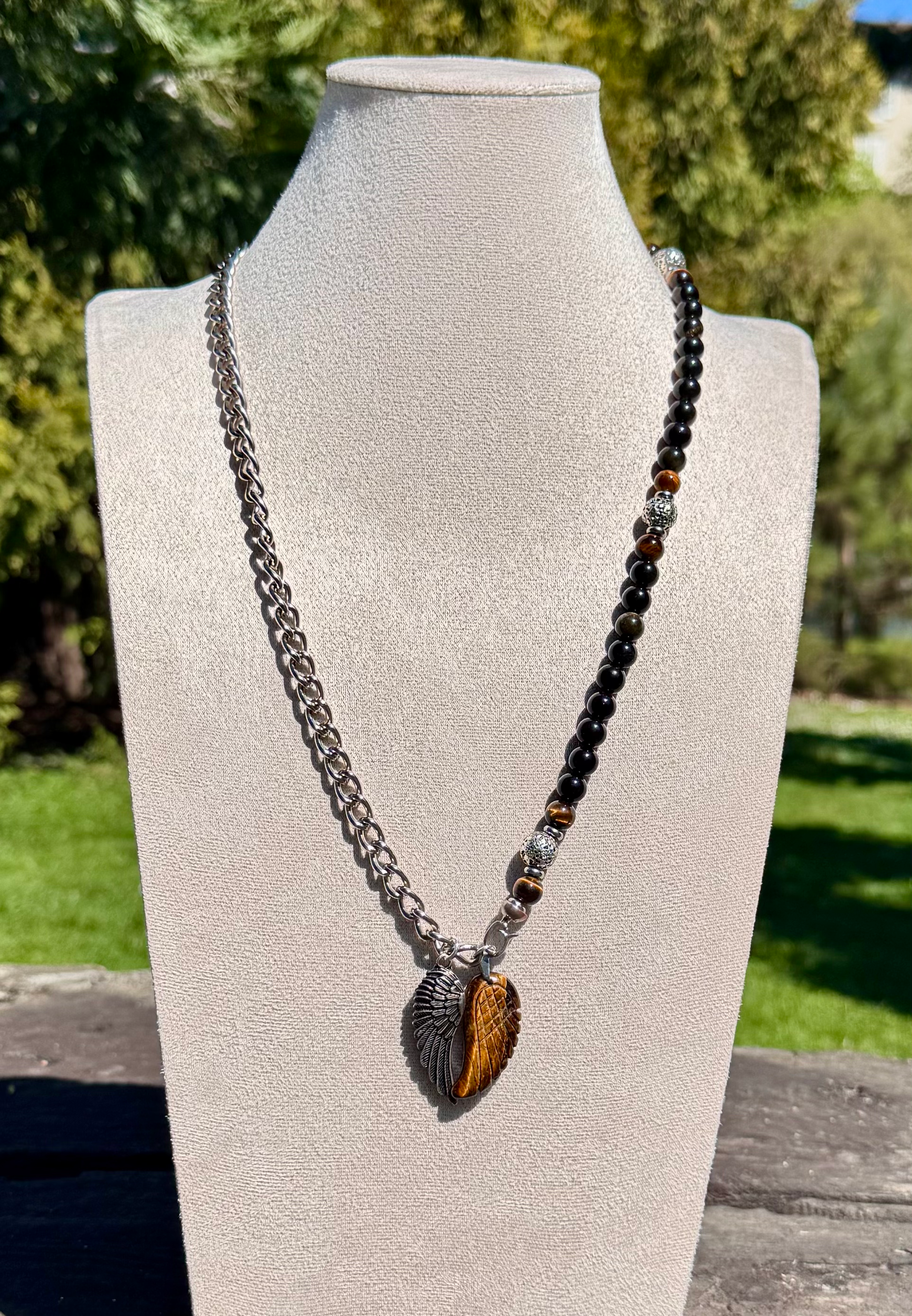 oeil de tigre, obsidienne, perle de pierre de lave volcanique